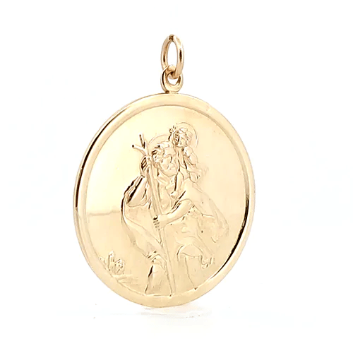 9ct Gold  Double Sided St Christopher Medallion Pendant - JPM037