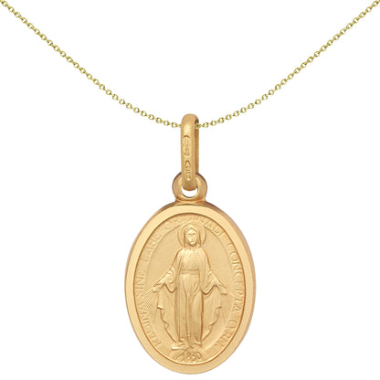 9ct Gold  Madonna (Virgin Mary) Medallion Pendant, 11x15mm - JPM044