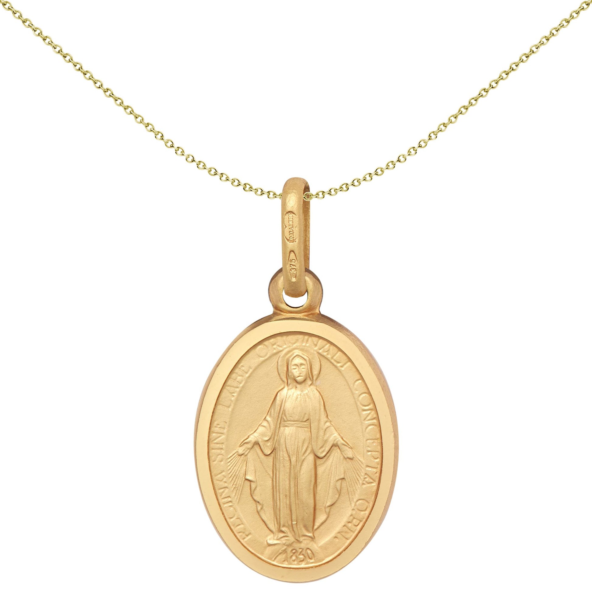 9ct Gold  Madonna (Virgin Mary) Medallion Pendant, 11x15mm - JPM044