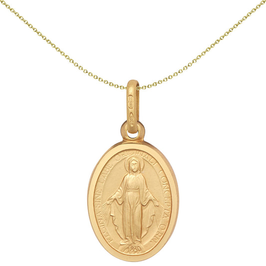 9ct Gold  Madonna (Virgin Mary) Medallion Pendant, 11x15mm - JPM044
