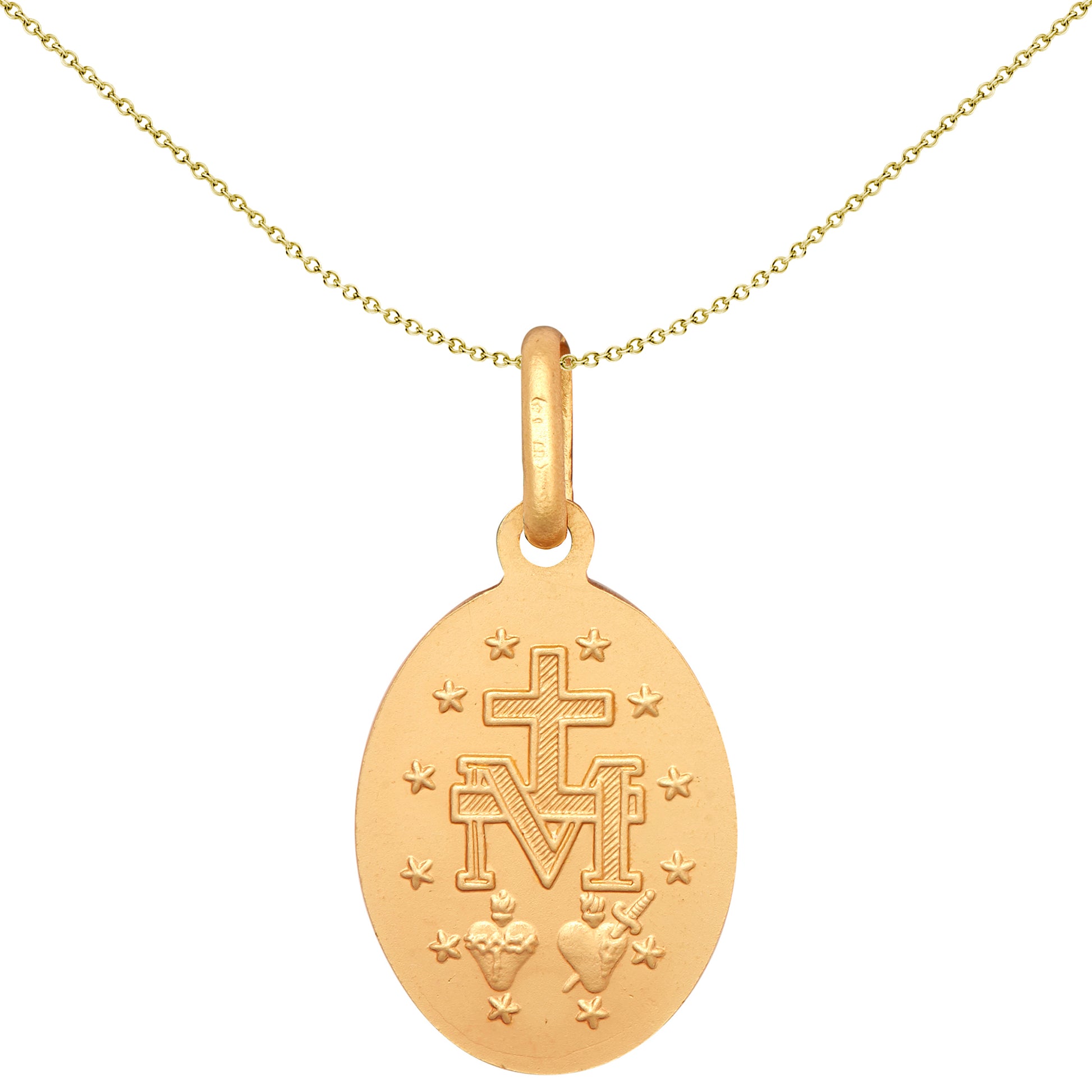 9ct Gold  Madonna (Virgin Mary) Medallion Pendant, 11x15mm - JPM044