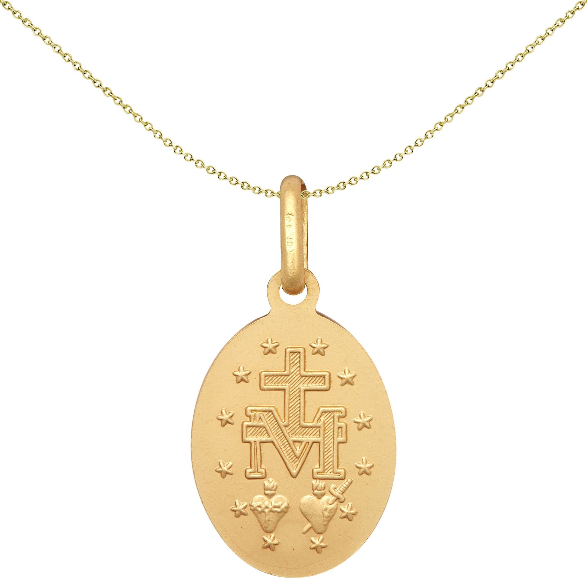 9ct Gold  Madonna (Virgin Mary) Medallion Pendant, 11x15mm - JPM044