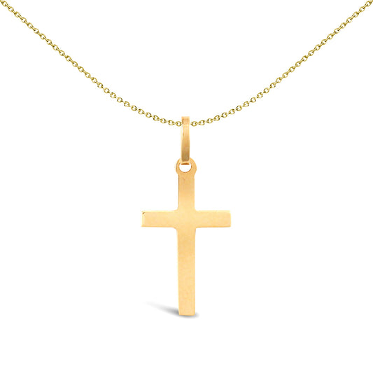 Solid 9ct Gold  Plain Cross Pendant - JPX001