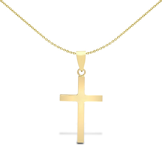 Solid 9ct Gold  Plain Cross Pendant - JPX002
