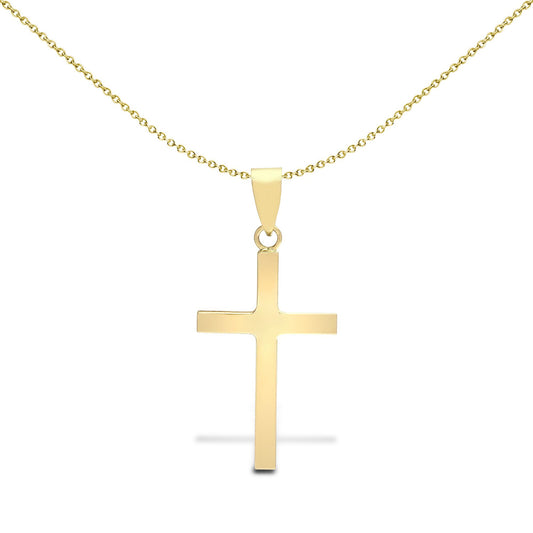 Solid 9ct Gold  Plain Cross Pendant - JPX002