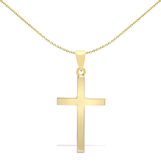 Solid 9ct Gold  Plain Cross Pendant - JPX003