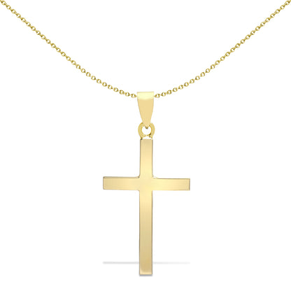 Solid 9ct Gold  Plain Cross Pendant - JPX003