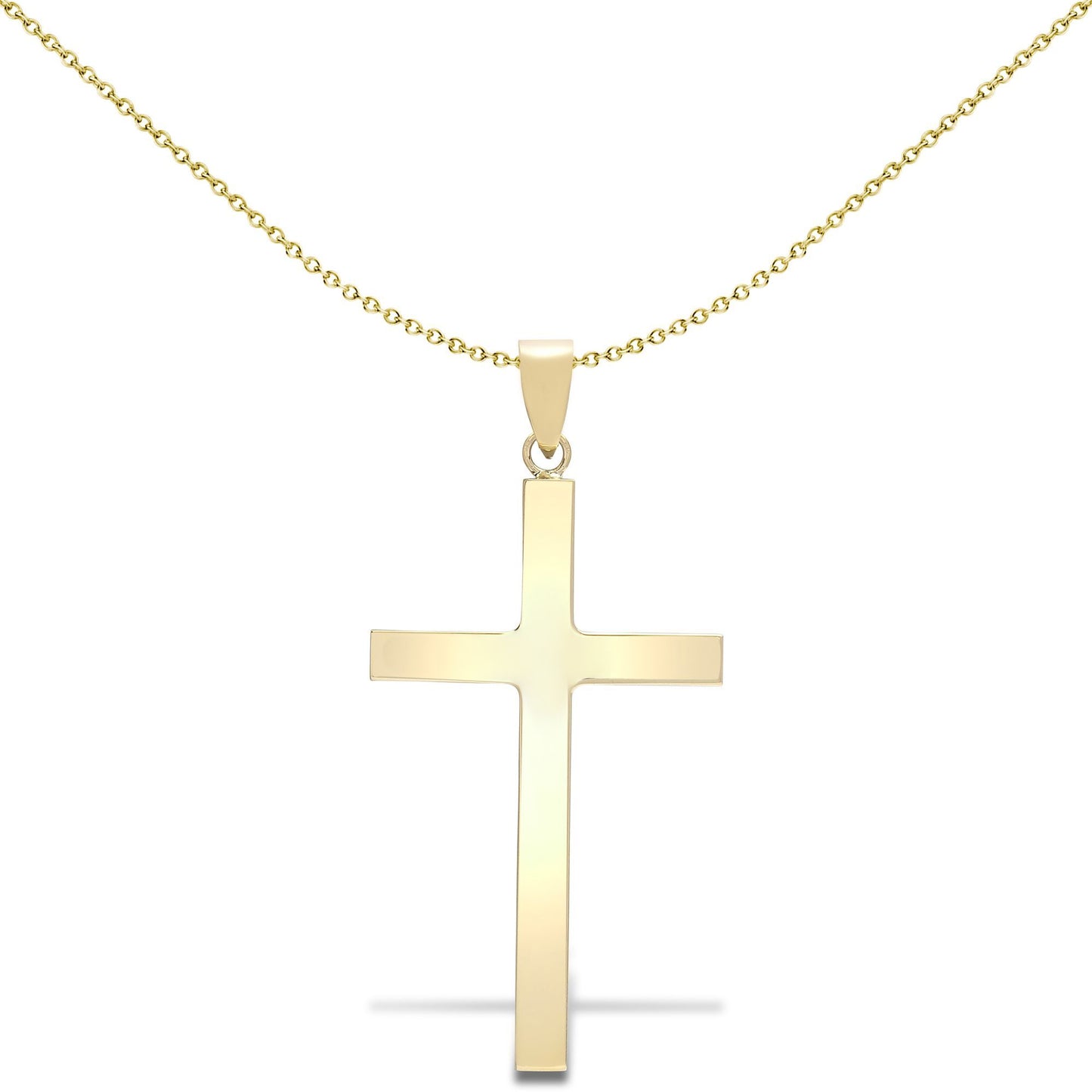 Solid 9ct Gold  Plain Cross Pendant - JPX004