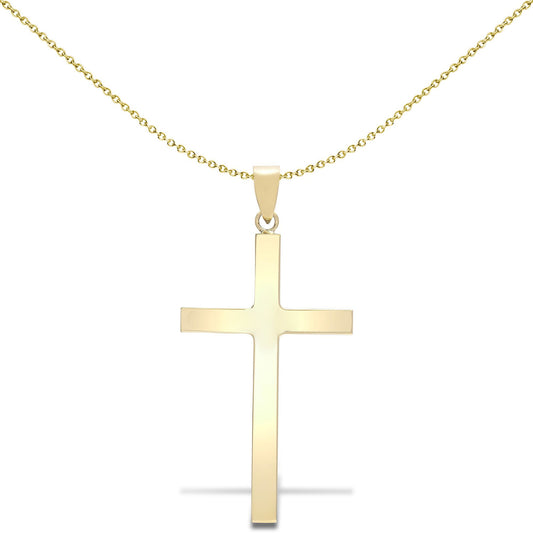 Solid 9ct Gold  Plain Cross Pendant - JPX004
