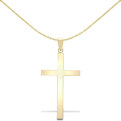 Solid 9ct Gold  Plain Cross Pendant - JPX004