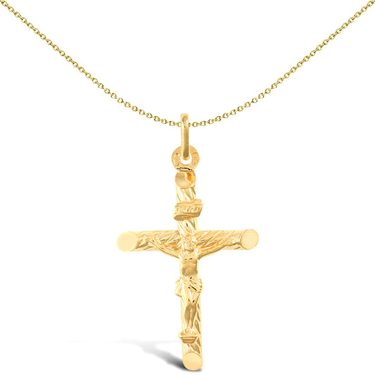 9ct Gold  Twist INRI Crucifix Cross Pendant - JPX008
