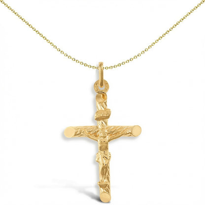 9ct Gold  Twist INRI Crucifix Cross Pendant - JPX008
