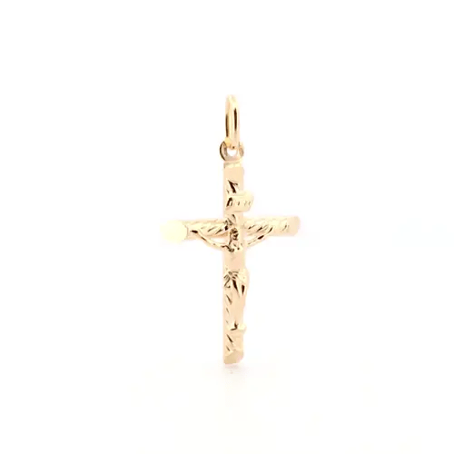 9ct Gold  Twist INRI Crucifix Cross Pendant - JPX008