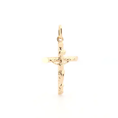 9ct Gold  Twist INRI Crucifix Cross Pendant - JPX008