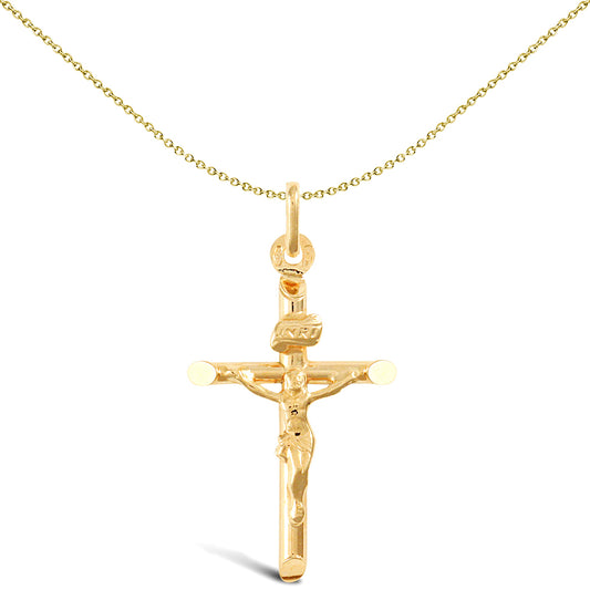 9ct Gold  INRI Crucifix Cross Pendant - JPX011