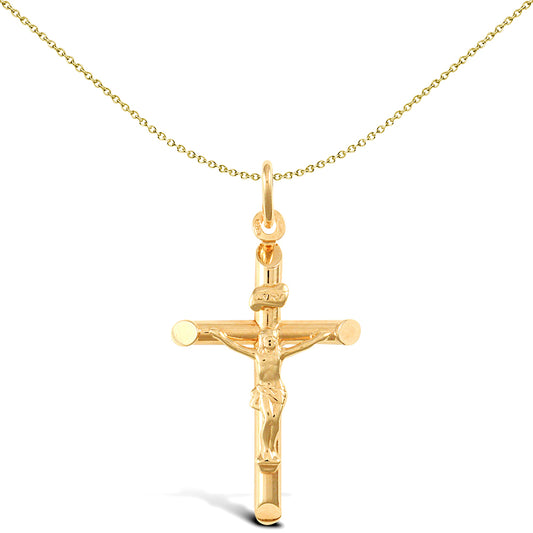 9ct Gold  INRI Crucifix Cross Pendant - JPX012