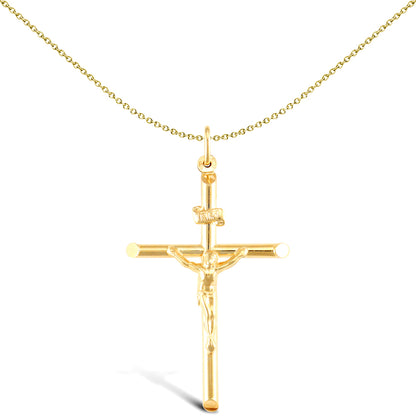 9ct Gold  INRI Crucifix Cross Pendant - JPX013