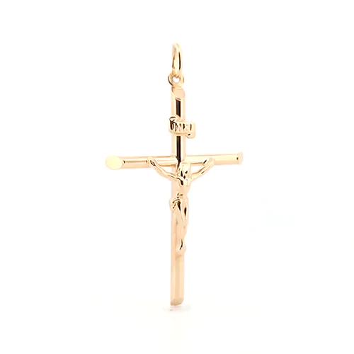 9ct Gold  INRI Crucifix Cross Pendant - JPX013