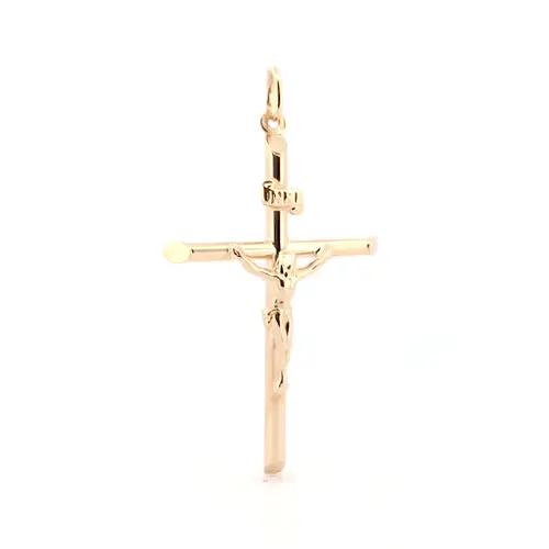 9ct Gold  INRI Crucifix Cross Pendant - JPX013