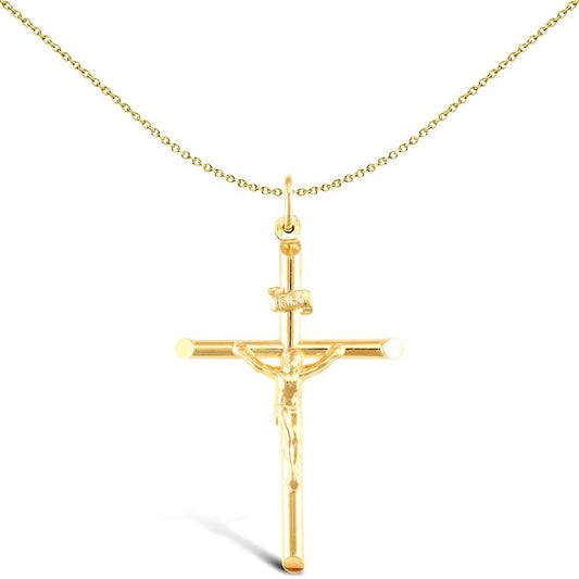 9ct Gold  INRI Crucifix Cross Pendant - JPX013
