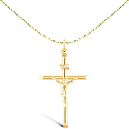 9ct Gold  INRI Crucifix Cross Pendant - JPX013