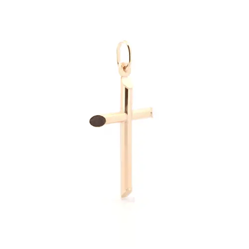 9ct Gold  Round Tube Cross Pendant - JPX016