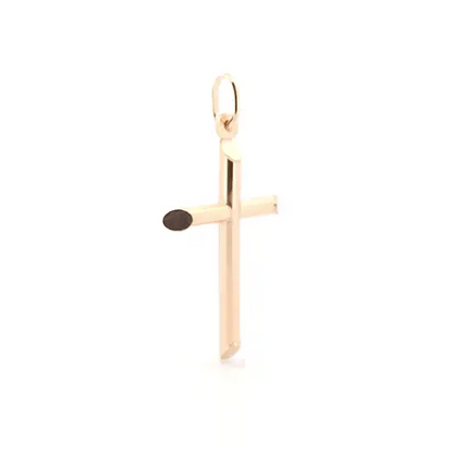 9ct Gold  Round Tube Cross Pendant - JPX016
