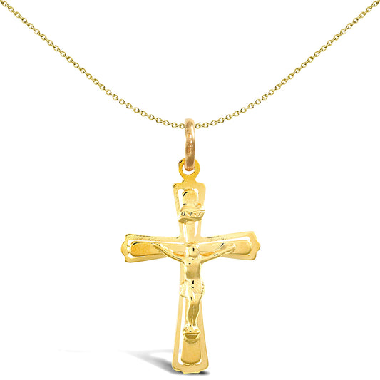 9ct Gold  light weight raised crucifix Cross pendant - JPX022