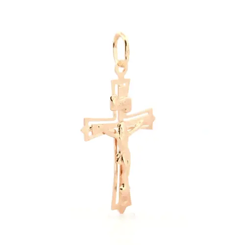 9ct Gold  Fancy INRI Jesus Crucifix Cross Pendant 22mm x 40mm - JPX023