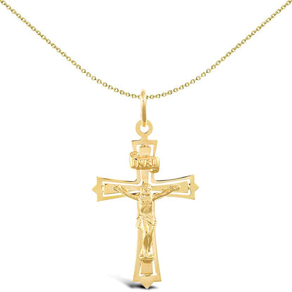 9ct Gold  Fancy INRI Jesus Crucifix Cross Pendant 22mm x 40mm - JPX023