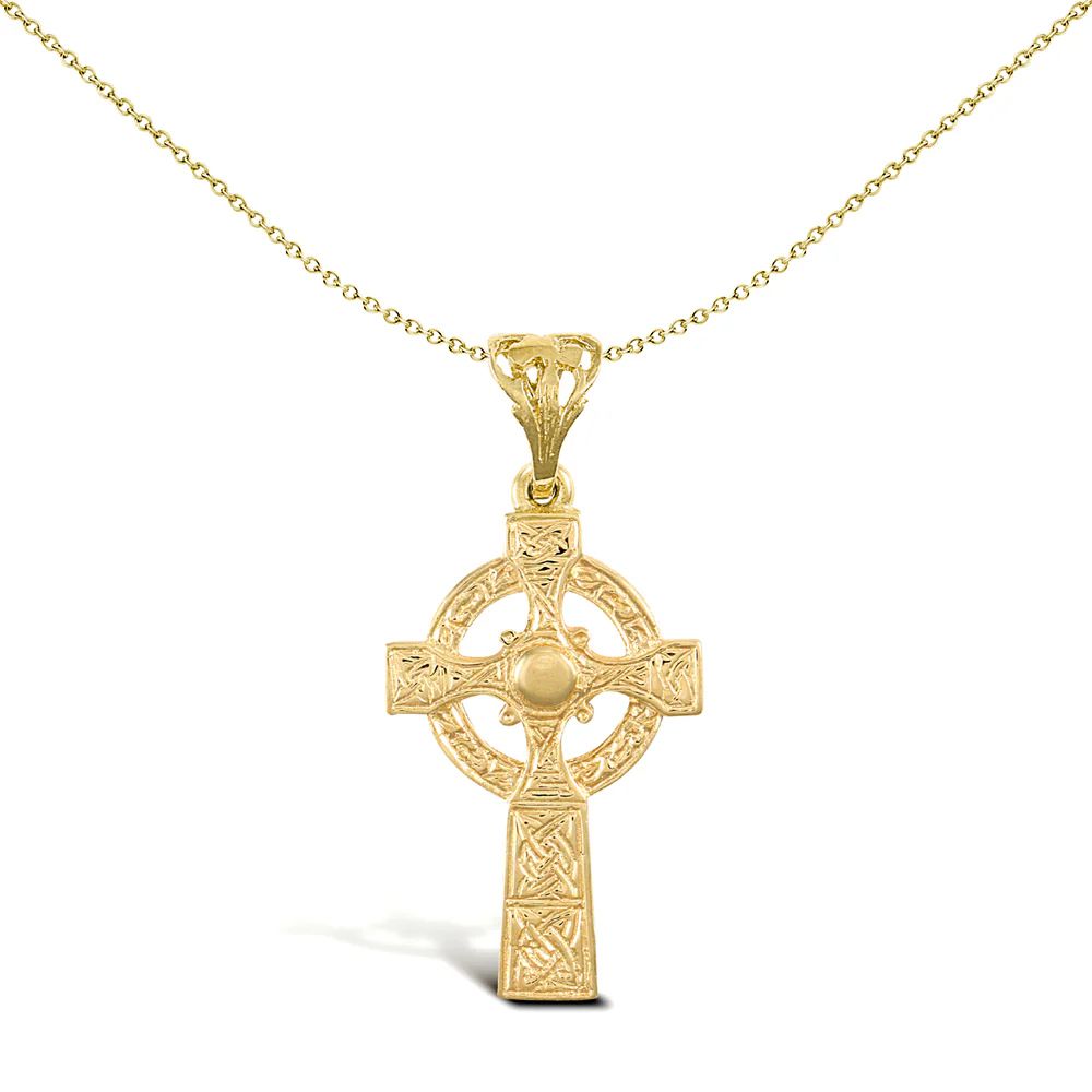 Solid 9ct Gold  Celtic Halo Cross Pendant - JPX031