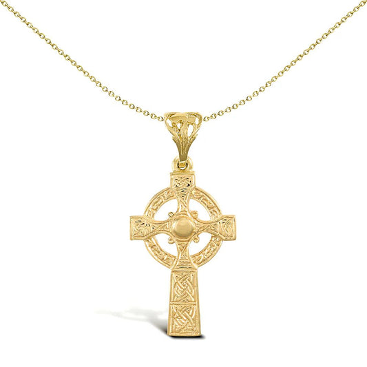 Solid 9ct Gold  Celtic Halo Cross Pendant - JPX031