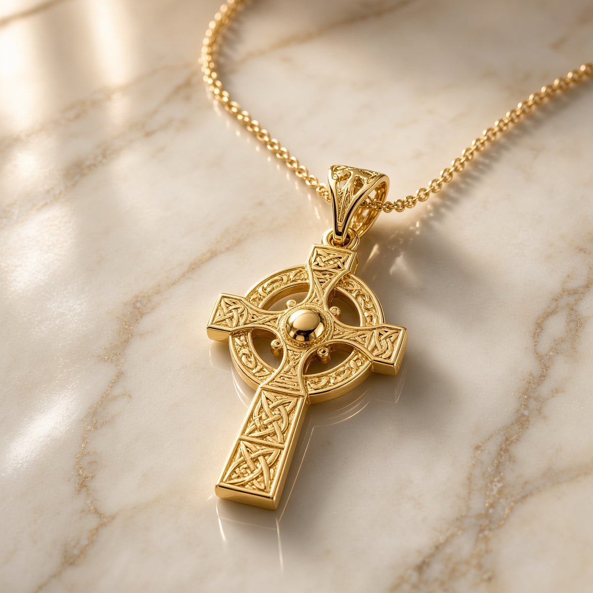 Solid 9ct Gold  Celtic Halo Cross Pendant - JPX031