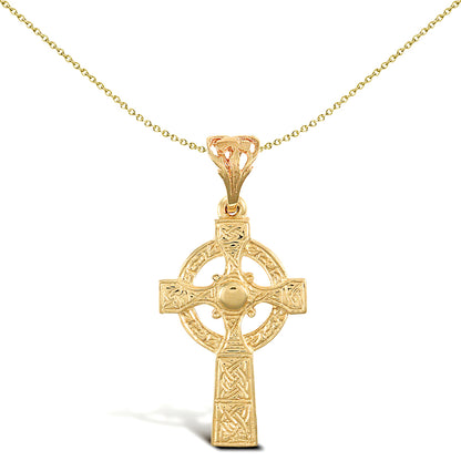 Solid 9ct Gold  Celtic Halo Cross Pendant - JPX032