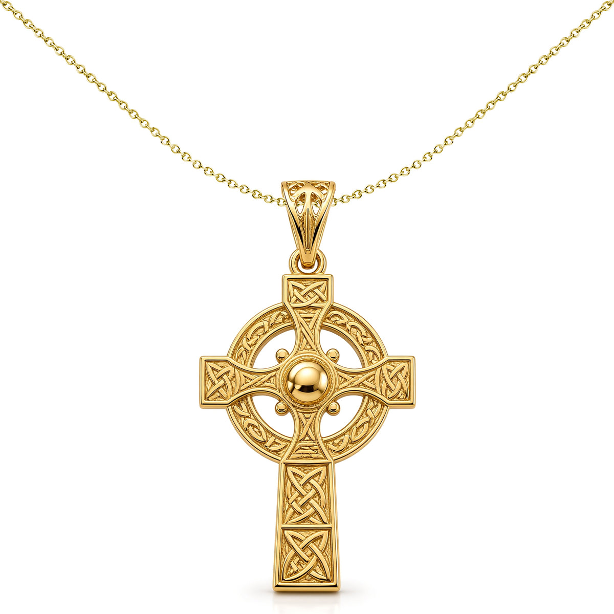 Solid 9ct Gold  Celtic Halo Cross Pendant - JPX032
