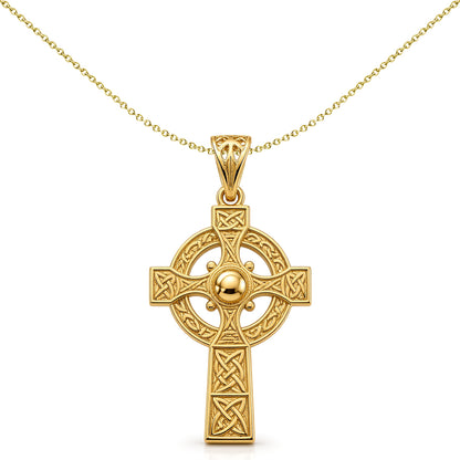 Solid 9ct Gold  Celtic Halo Cross Pendant - JPX032