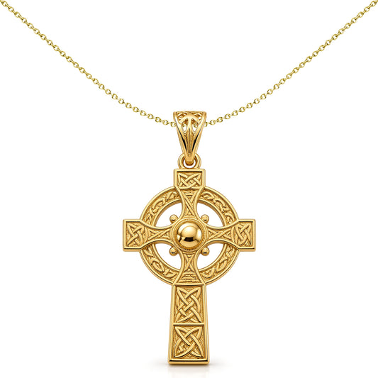 Solid 9ct Gold  Celtic Halo Cross Pendant - JPX032