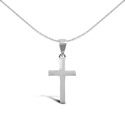 Solid 9ct White Gold  Plain Cross Pendant - JPX110