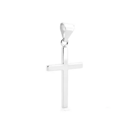 Solid 9ct White Gold  Plain Cross Pendant - JPX111