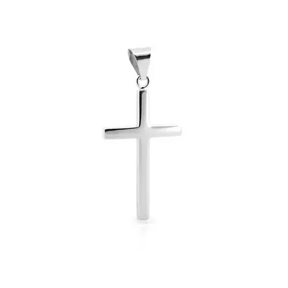 Solid 9ct White Gold  Plain Cross Pendant - JPX112