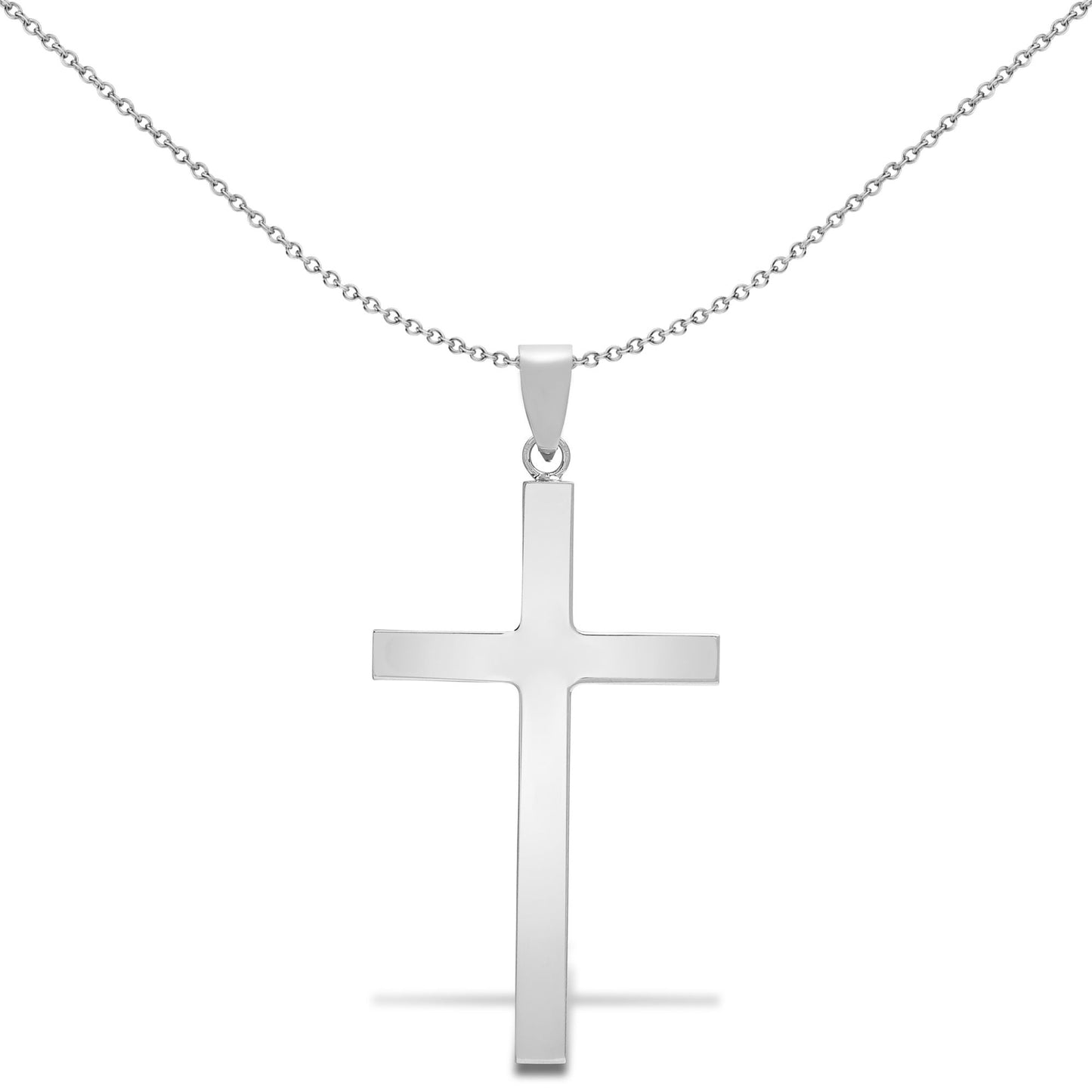 Solid 9ct White Gold  Plain Cross Pendant - JPX113