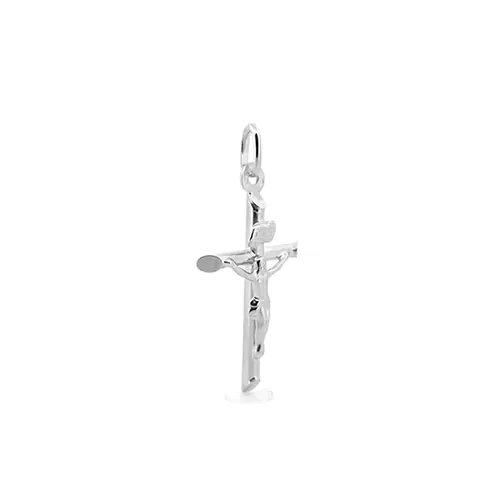 9ct White Gold  INRI Crucifix Cross Pendant - JPX122