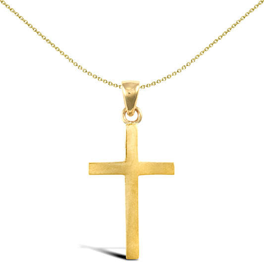 Solid 18ct Gold  Plain Cross Pendant - JPX143