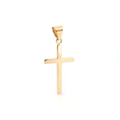 Solid 18ct Gold  Plain Cross Pendant - JPX143