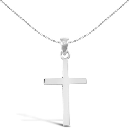 Solid 18ct White Gold  Plain Cross Pendant - JPX144