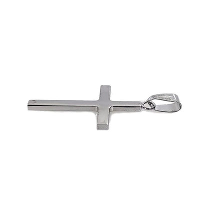 Solid 18ct White Gold  Plain Cross Pendant - JPX144