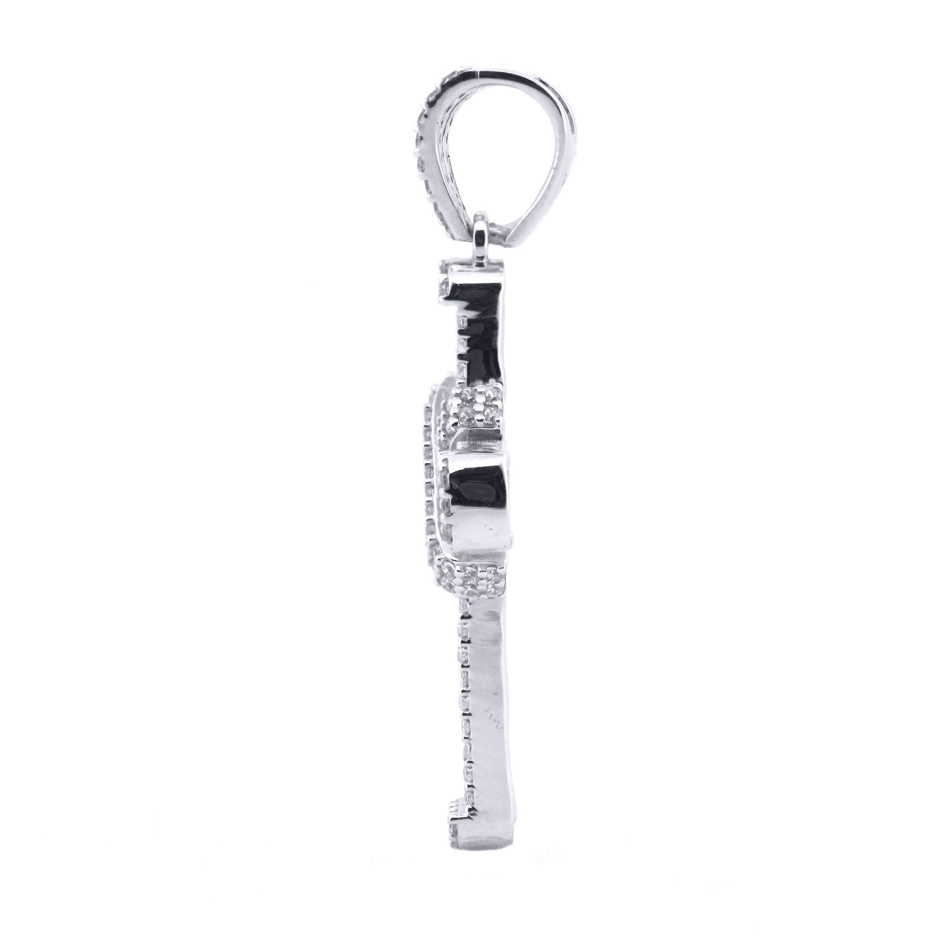 9ct White Gold  CZ X Wrap Shimmering Kiss Cross Pendant - JPX148