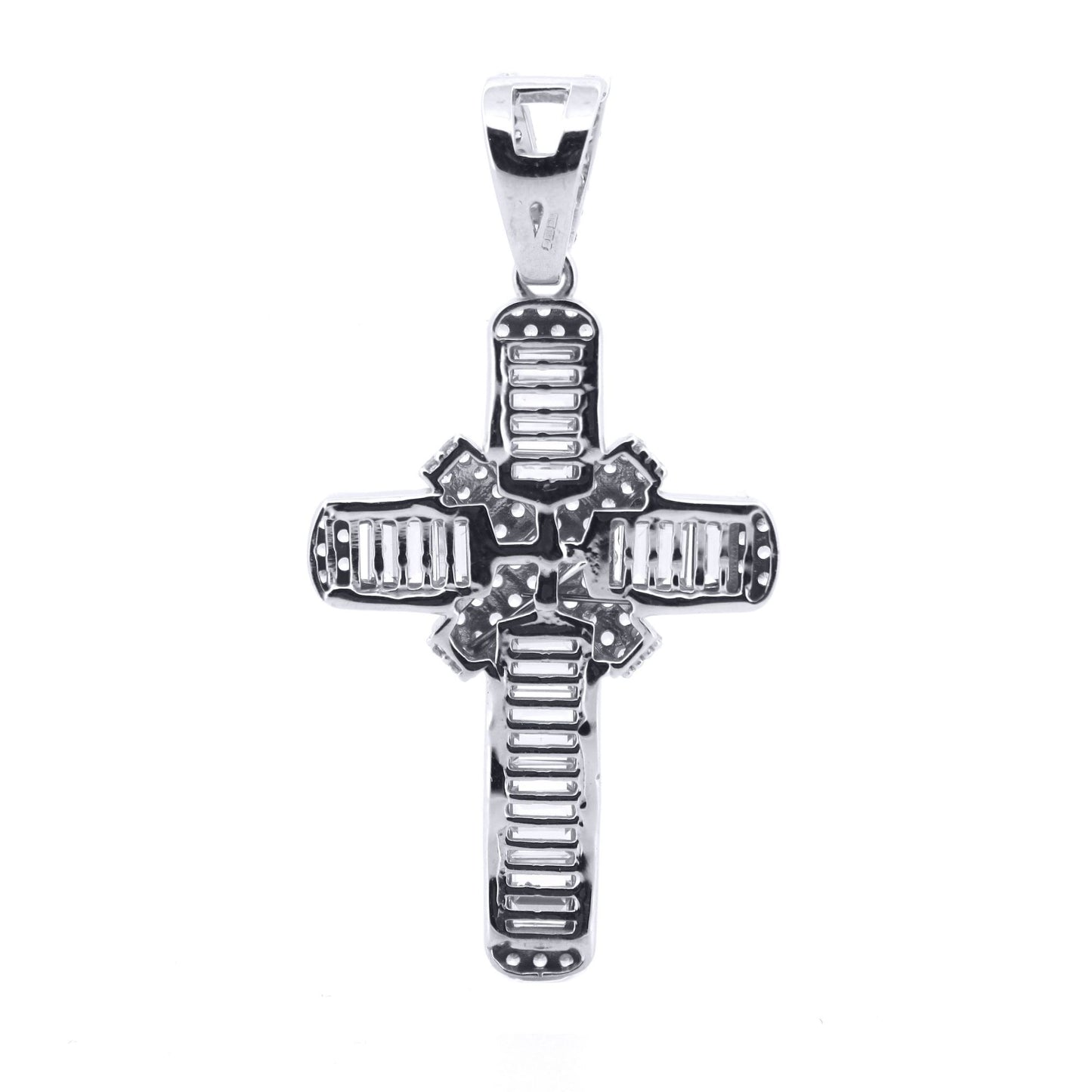 9ct White Gold  CZ X Wrap Shimmering Kiss Cross Pendant - JPX148