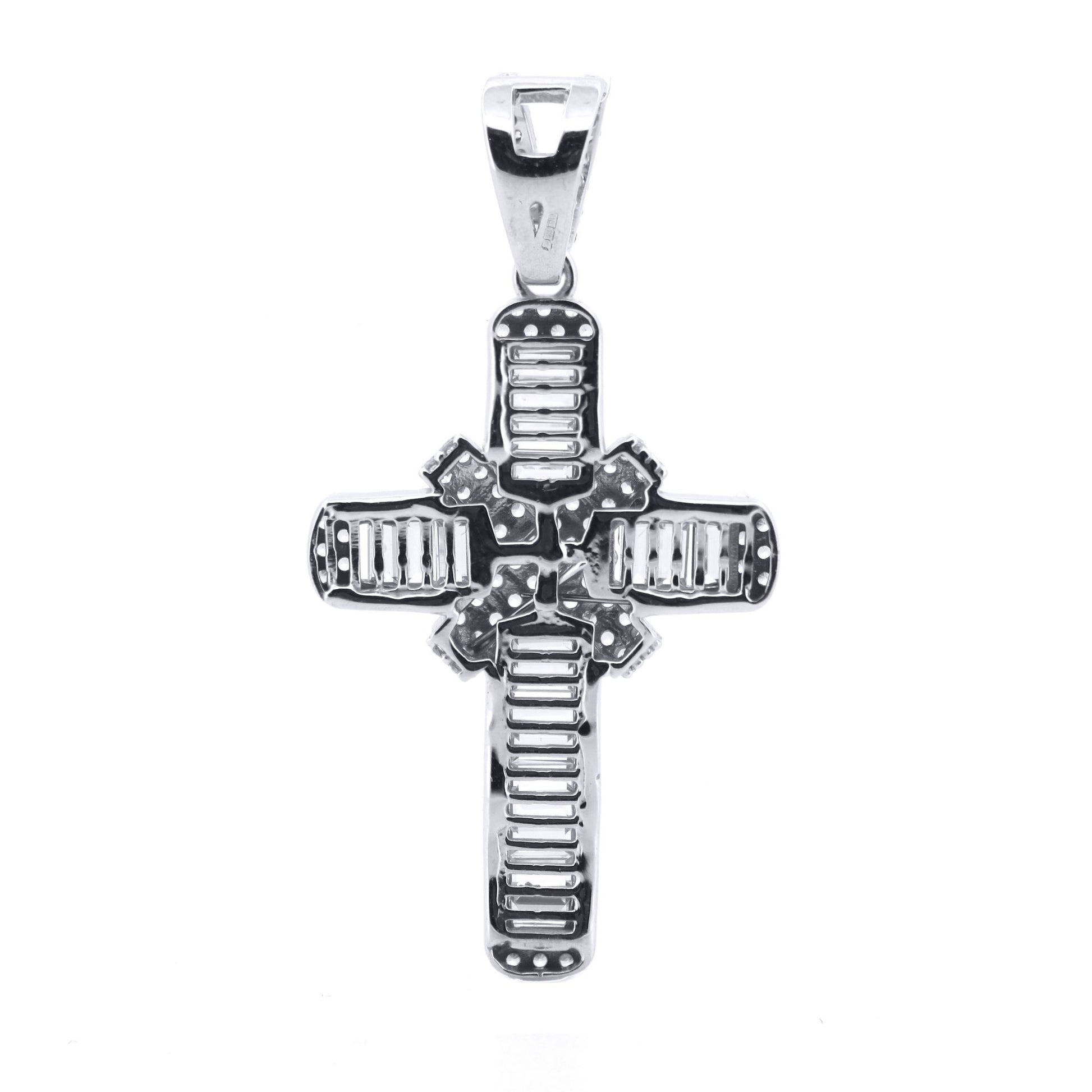 9ct White Gold  CZ X Wrap Shimmering Kiss Cross Pendant - JPX148