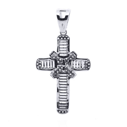 9ct White Gold  CZ X Wrap Shimmering Kiss Cross Pendant - JPX148